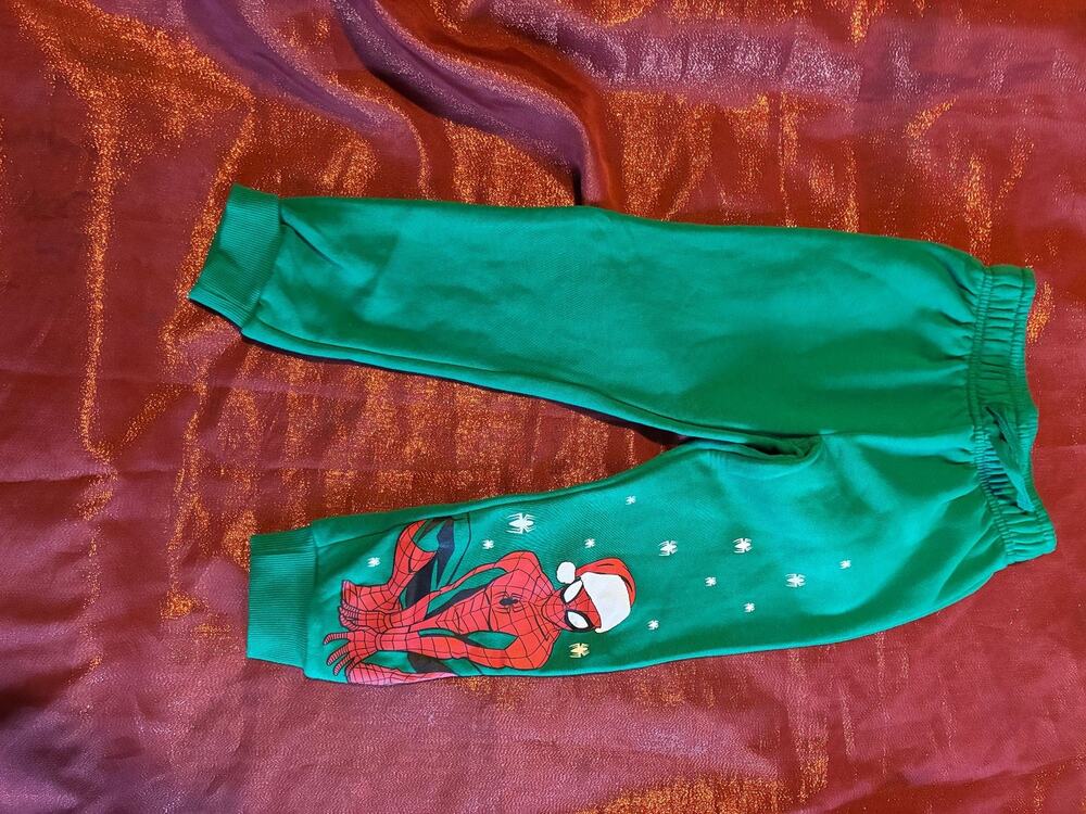 Marvel Sweatpants Kids Boys XS 4-5 Spider Man Christmas Green Jogger Pants